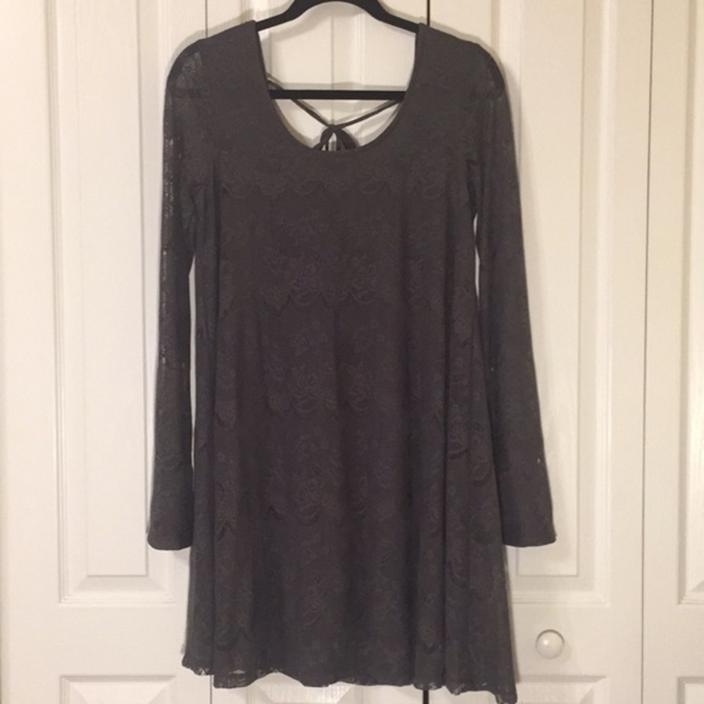Altar’d State Charcoal gray lace tunic dre…